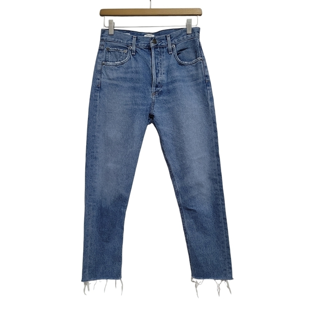 Talula x Agolde High Rise Taper Jeans Frayed Hems Light Wash Size 24